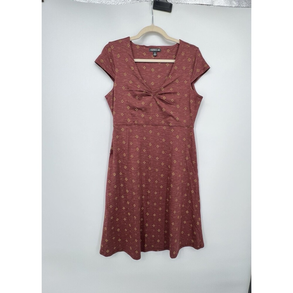 Toad & Co Womens Rosemarie Dress Sz M Travel Granola Girl Empire Waist V-Neck
